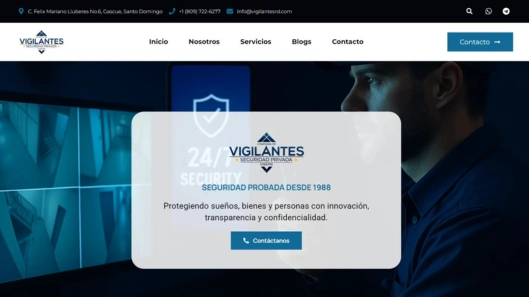 Vista previa del sitio corporativo de seguridad de Vigilantes RD